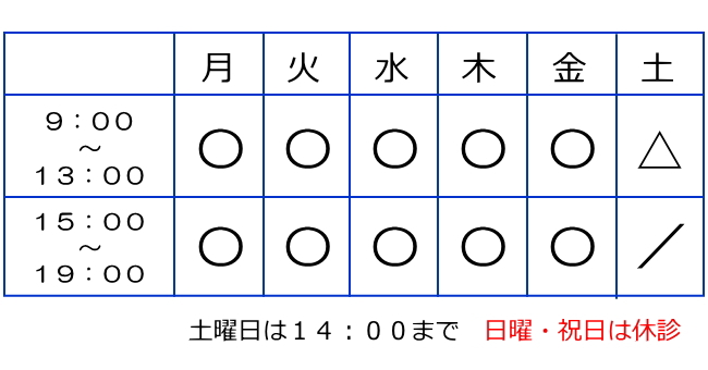 恵真堂鍼灸整骨院の診療時間